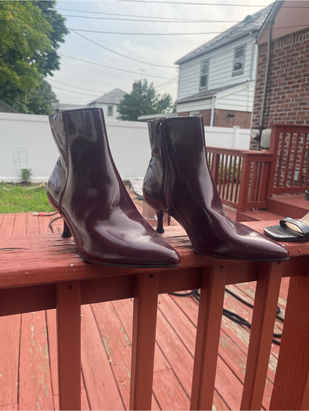 Rachel Zoe Wine Leather Pointed Toe Ankle Boots